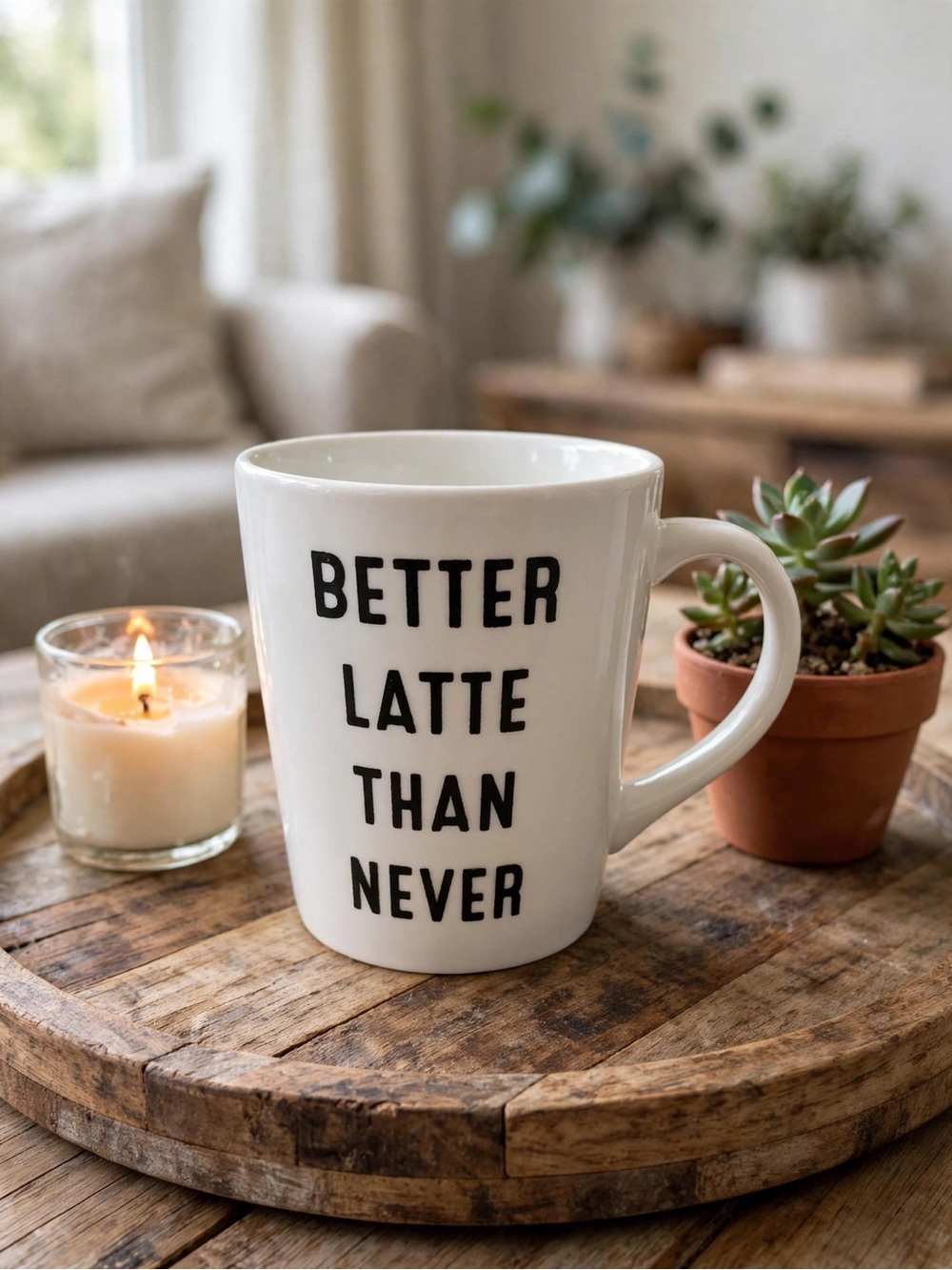 Indigo “Better Latte Than Never” Mug